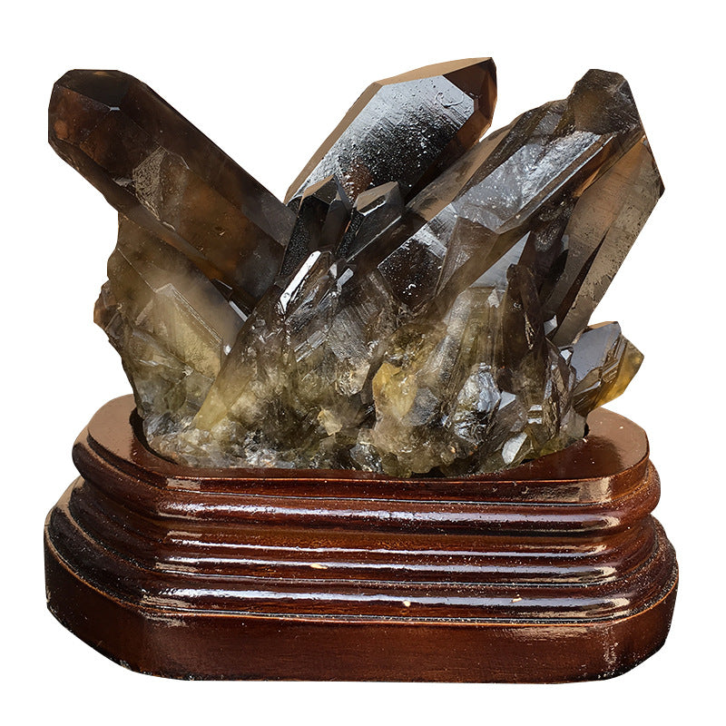 Natural black crystal cluster ornaments (without base)