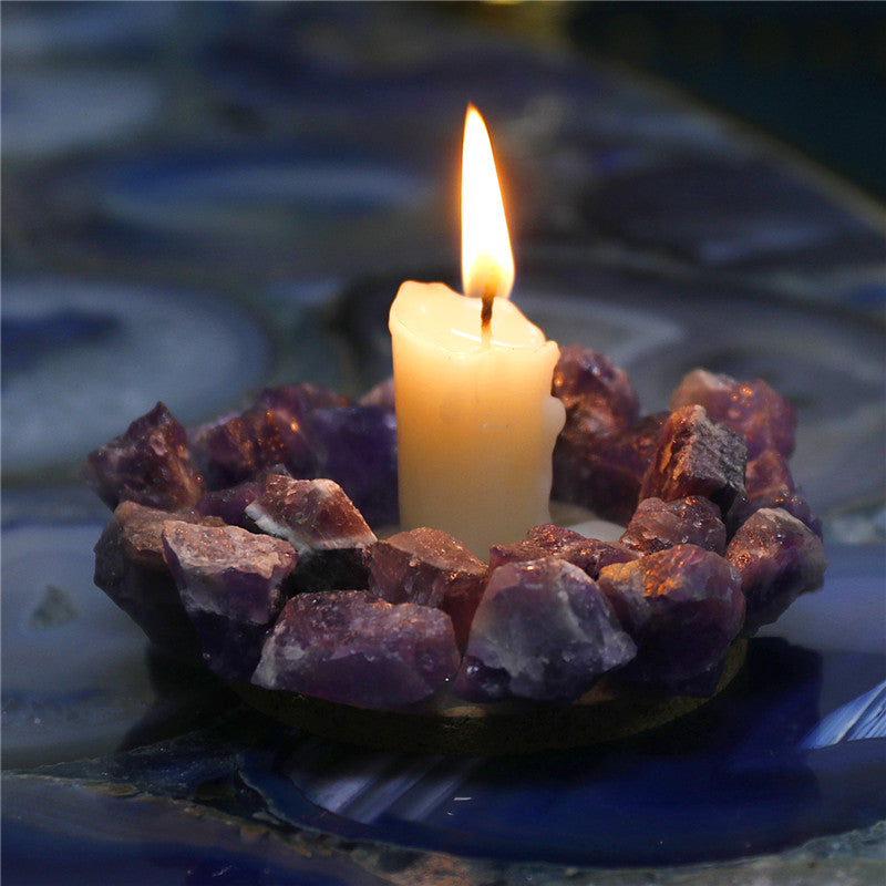 Natural amethyst crystal candlestick, European wedding candlestick, home decoration crafts