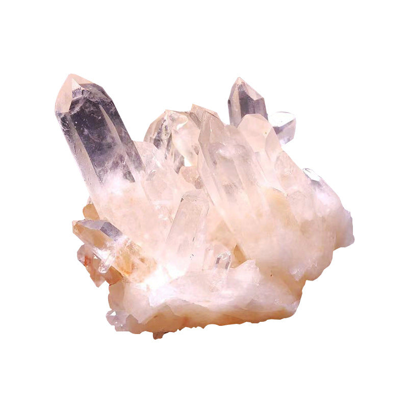 Natural crystal cluster raw stone mine standard ornaments, home decoration original ecological ornamental stone, white crystal cluster crystal flower