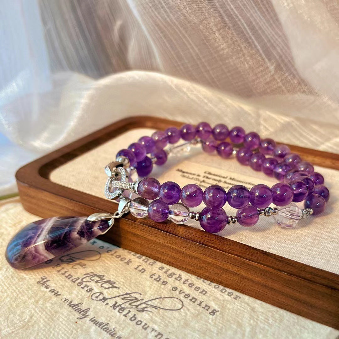 Natural amethyst pendant necklace, energy stone