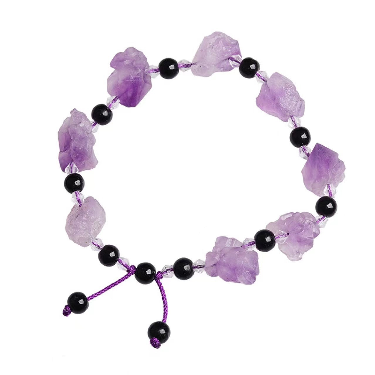 Natural amethyst rough stone bracelet, energy stone
