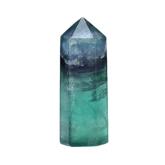 Natural crystal hexagonal green fluorite crystal column