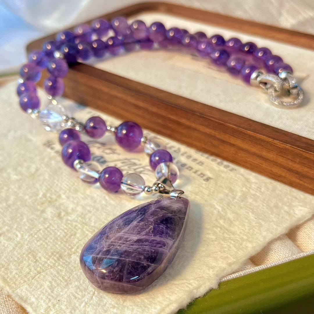 Natural amethyst pendant necklace, energy stone
