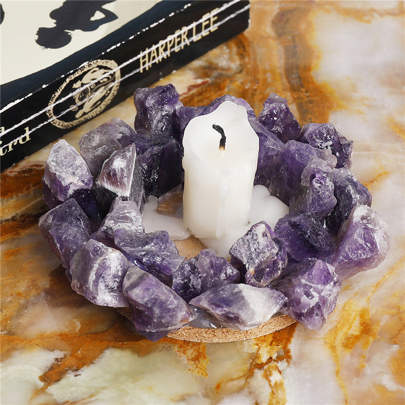 Natural amethyst crystal candlestick, European wedding candlestick, home decoration crafts