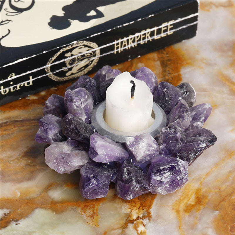 Natural amethyst crystal candlestick, European wedding candlestick, home decoration crafts