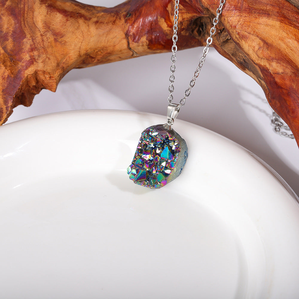 Natural irregular crystal pendant, raw stone necklace, DIY jewelry accessories, gravel pendant necklace