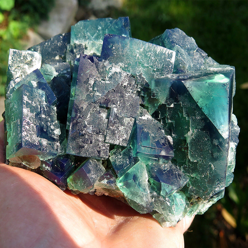 Natural crystal green fluorite mineral mark, raw stone specimen raw ore ornaments