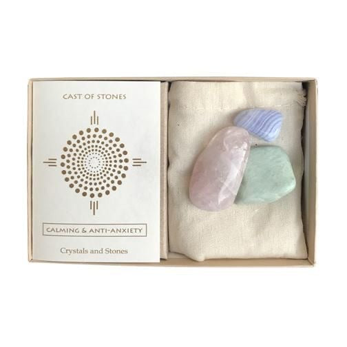 Natural raw stone crystal gift box set, energy rolling stone