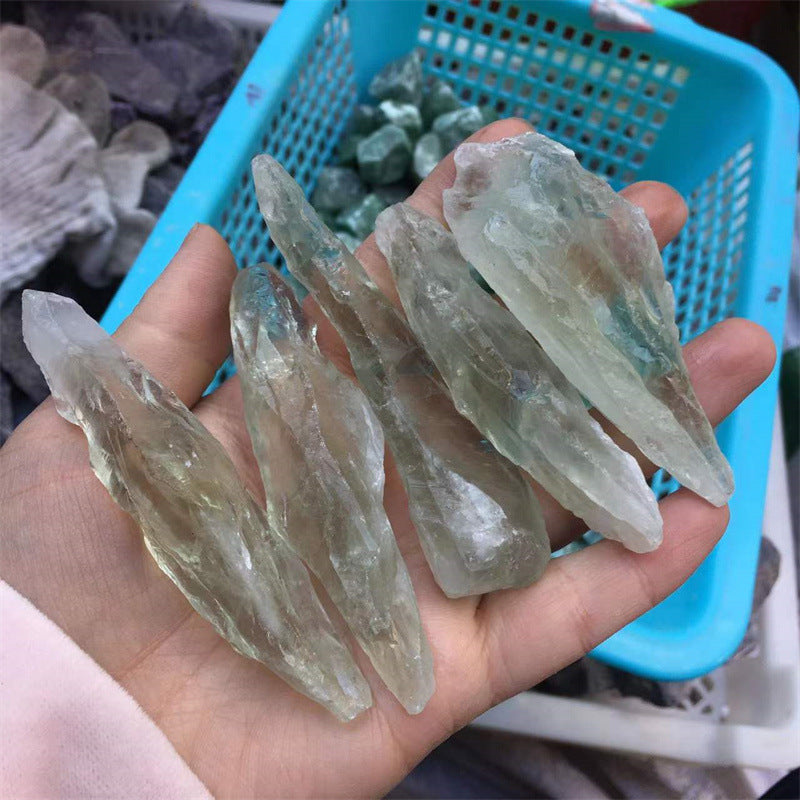 Natural green quartz raw stone, backbone mineral standard