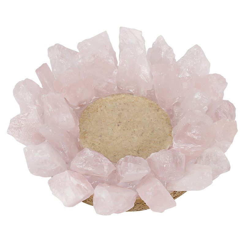 Natural rose quartz raw stone candlestick, European wedding candlestick, home decoration ornaments