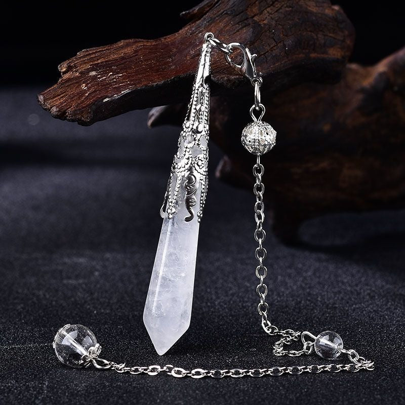 Natural amethyst pendant, single-point hexagonal column accessory, energy crystal ornament