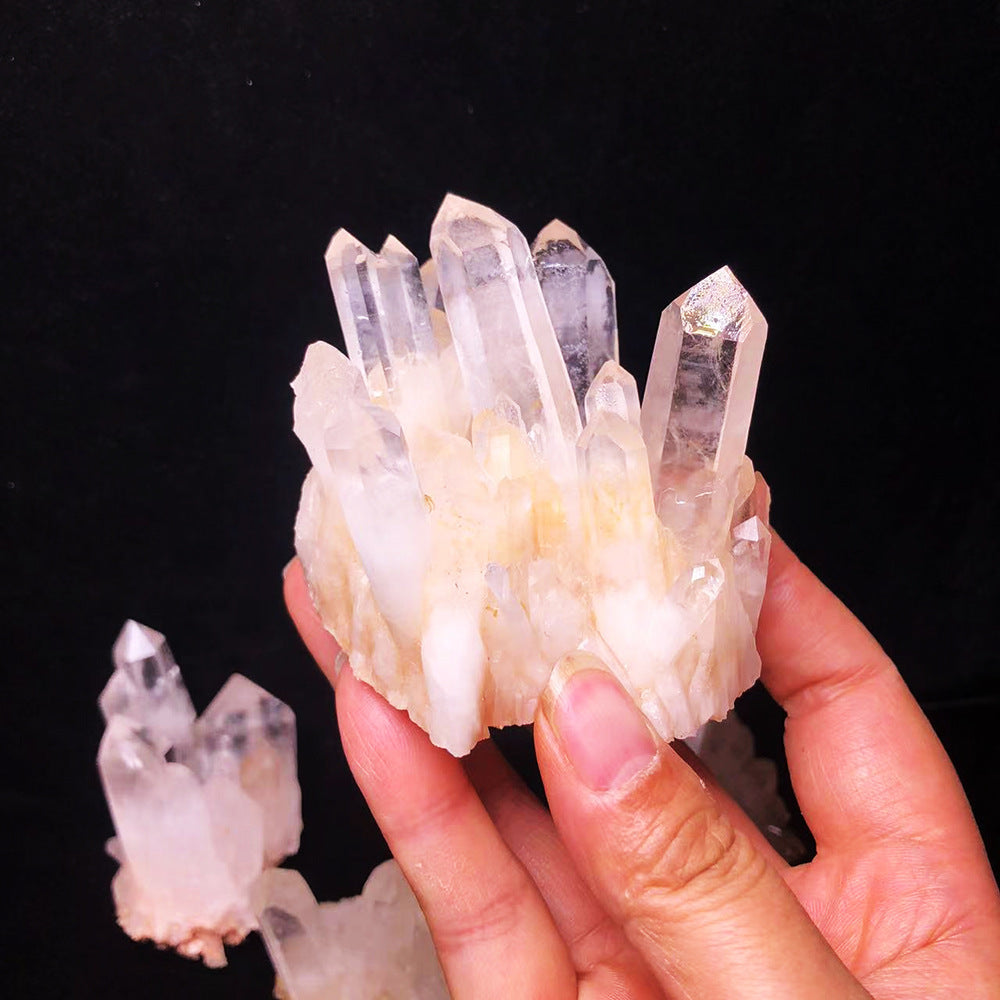 Natural crystal cluster raw stone mine standard ornaments, home decoration original ecological ornamental stone, white crystal cluster crystal flower
