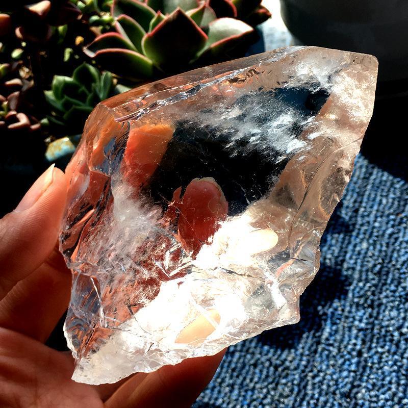 Natural transparent white crystal raw stone mine mark, natural large piece of white crystal