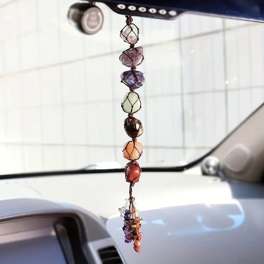 Natural colorful crystal pendants, hand-woven car pendants, window sill pendant accessories