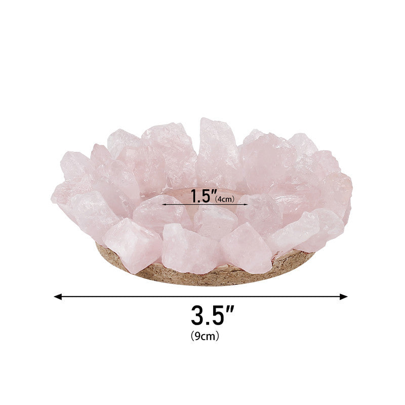 Natural rose quartz raw stone candlestick, European wedding candlestick, home decoration ornaments