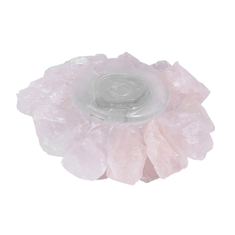 Natural rose quartz raw stone candlestick, European wedding candlestick, home decoration ornaments