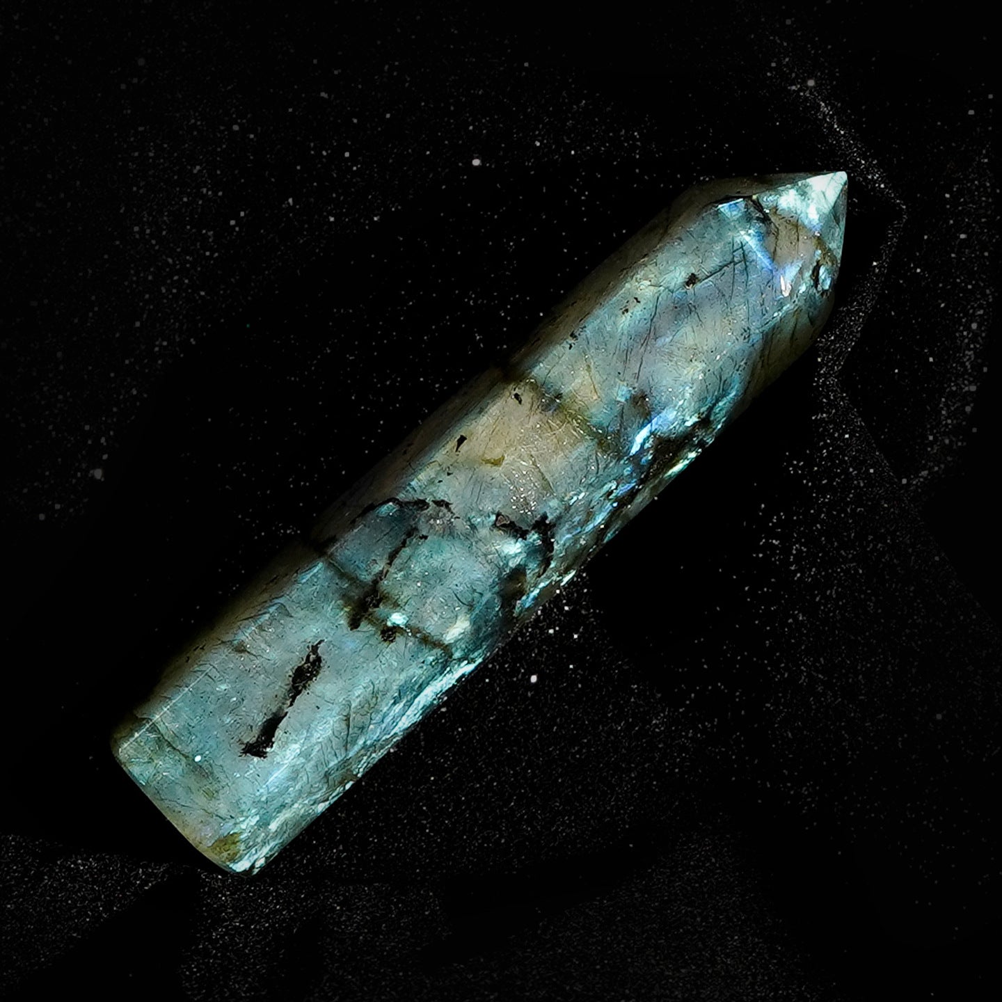 Natural crystal moonstone, labradorite moonstone single pointed column, hexagonal prism ornaments, crystal raw stone column