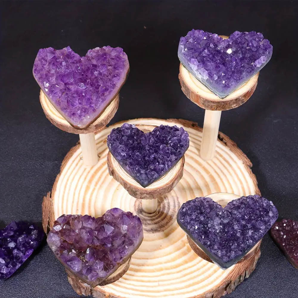 Natural amethyst cluster heart-shaped specimen, Brazilian deep amethyst rough stone, home decoration craft ornaments