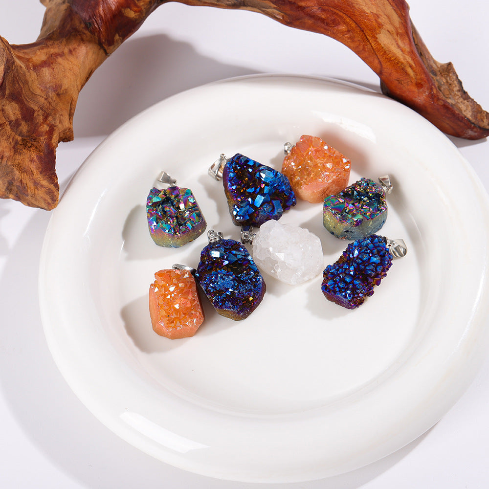 Natural irregular crystal pendant, raw stone necklace, DIY jewelry accessories, gravel pendant necklace