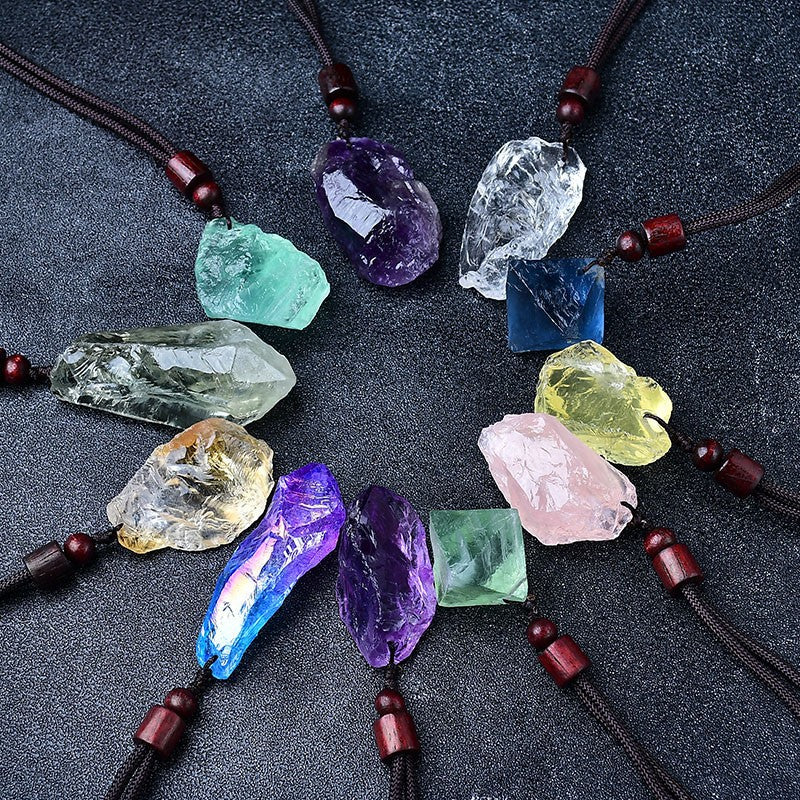 Natural crystal pendant, mineral specimen, men's and women's jewelry pendant, necklace length adjustable