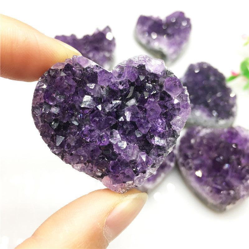 Natural amethyst cluster heart-shaped amethyst cluster