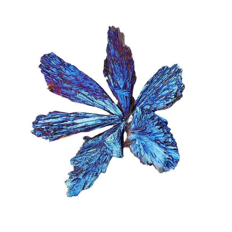 Natural peacock blue tourmaline, coated with colourful blue tourmaline peacock feathers rough stone, decorative mineral ornaments.