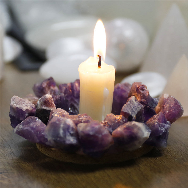 Natural amethyst crystal candlestick, European wedding candlestick, home decoration crafts