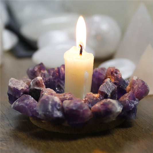 Natural amethyst crystal candlestick, European wedding candlestick, home decoration crafts