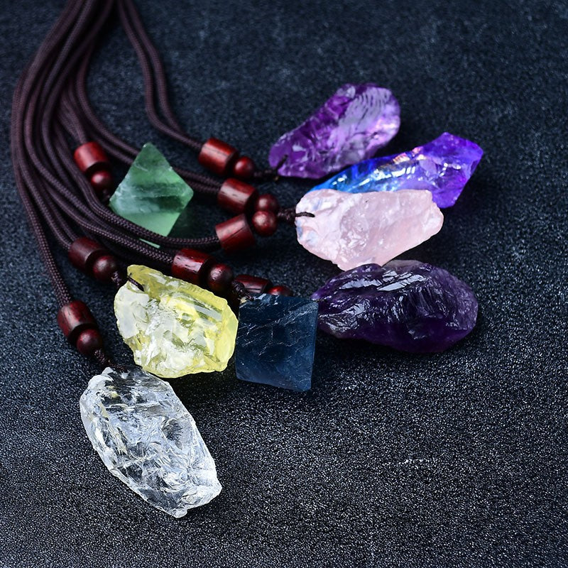 Natural crystal pendant, mineral specimen, men's and women's jewelry pendant, necklace length adjustable