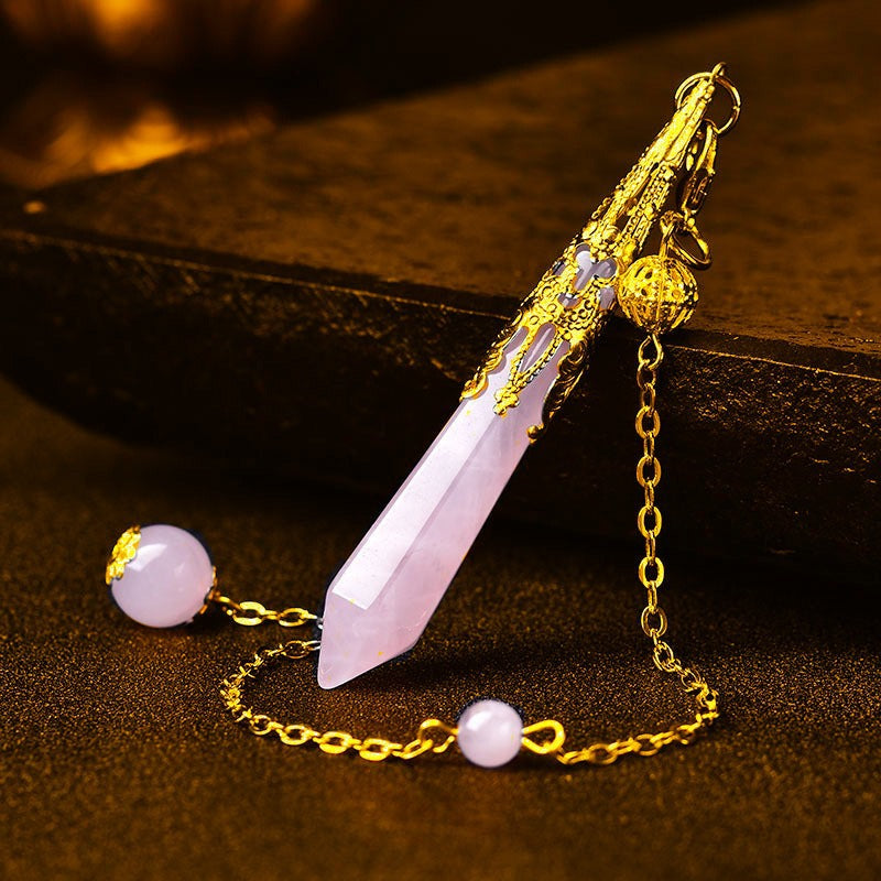 Natural amethyst pendant, single-point hexagonal column accessory, energy crystal ornament