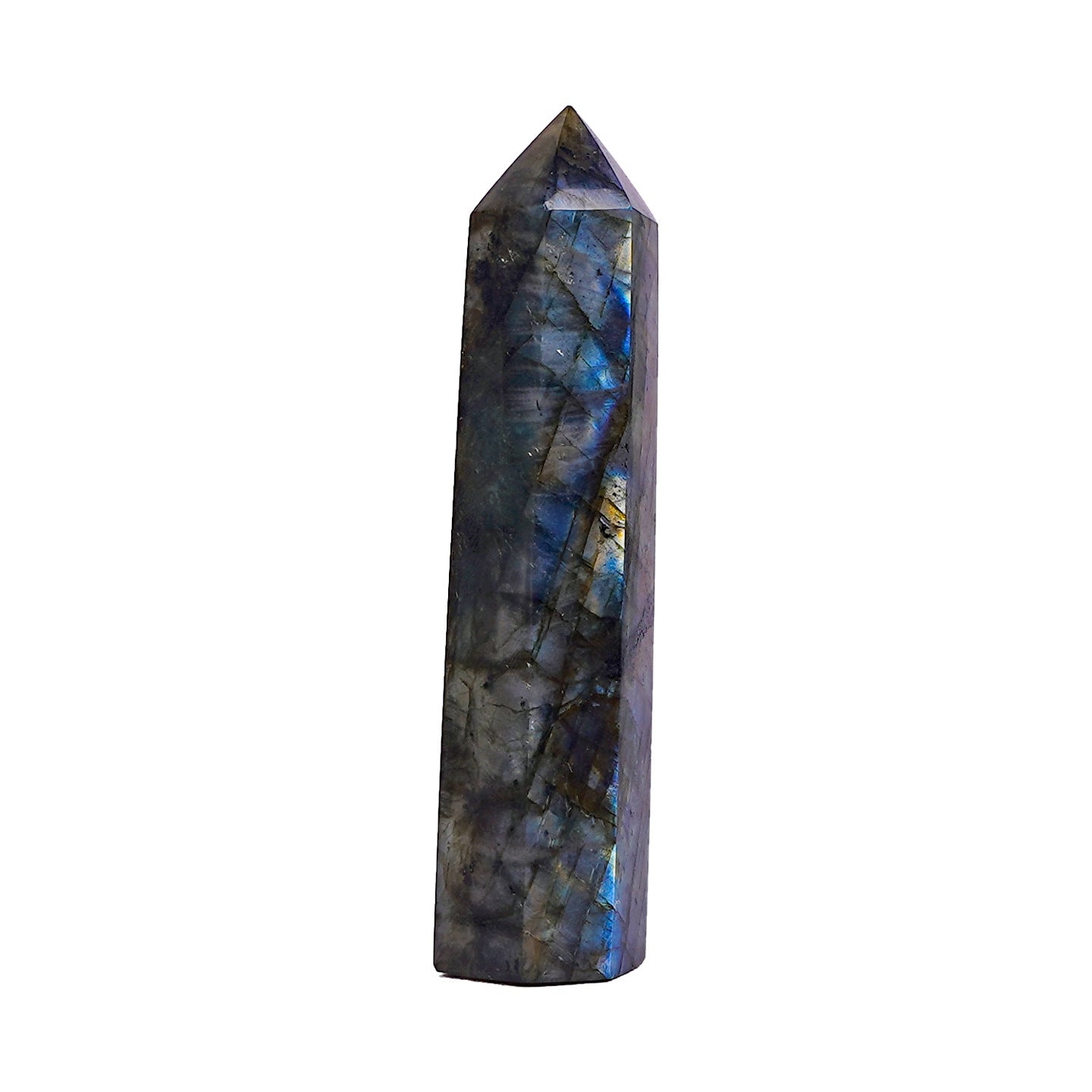 Natural crystal moonstone, labradorite moonstone single pointed column, hexagonal prism ornaments, crystal raw stone column