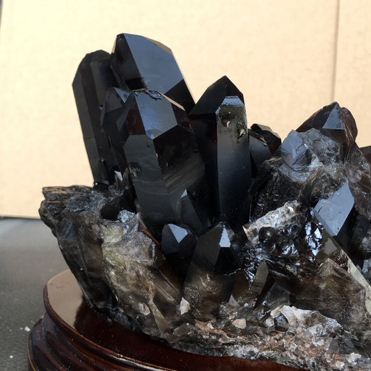 Natural black crystal cluster ornaments (without base)