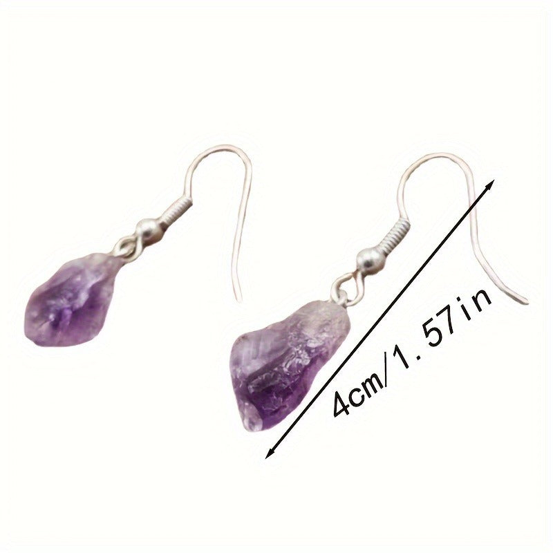 Natural amethyst rough stone earrings