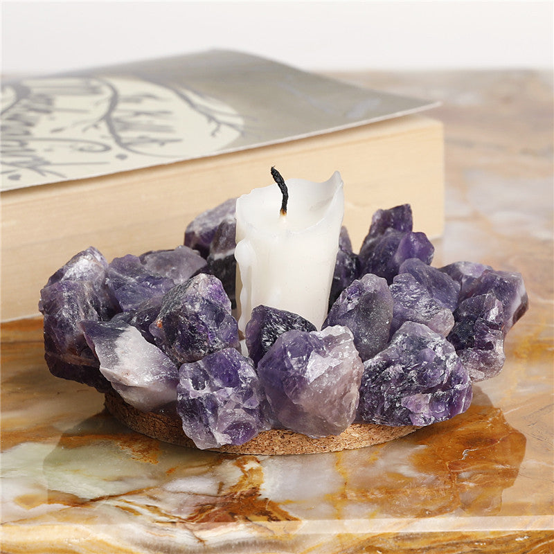 Natural amethyst crystal candlestick, European wedding candlestick, home decoration crafts