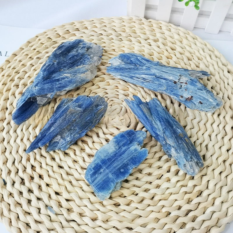 Natural blue kyanite mineral specimen, Brazilian blue kyanite rough mineral specimen, blue quartz cluster
