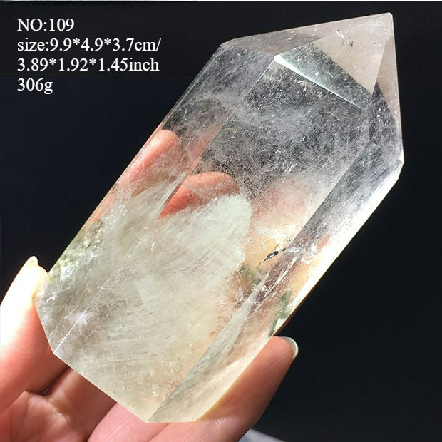 Natural green ghost crystal, colored ghost, hexagonal raw stone column, dark green multi-headed raw stone ore mark, home feng shui ornaments