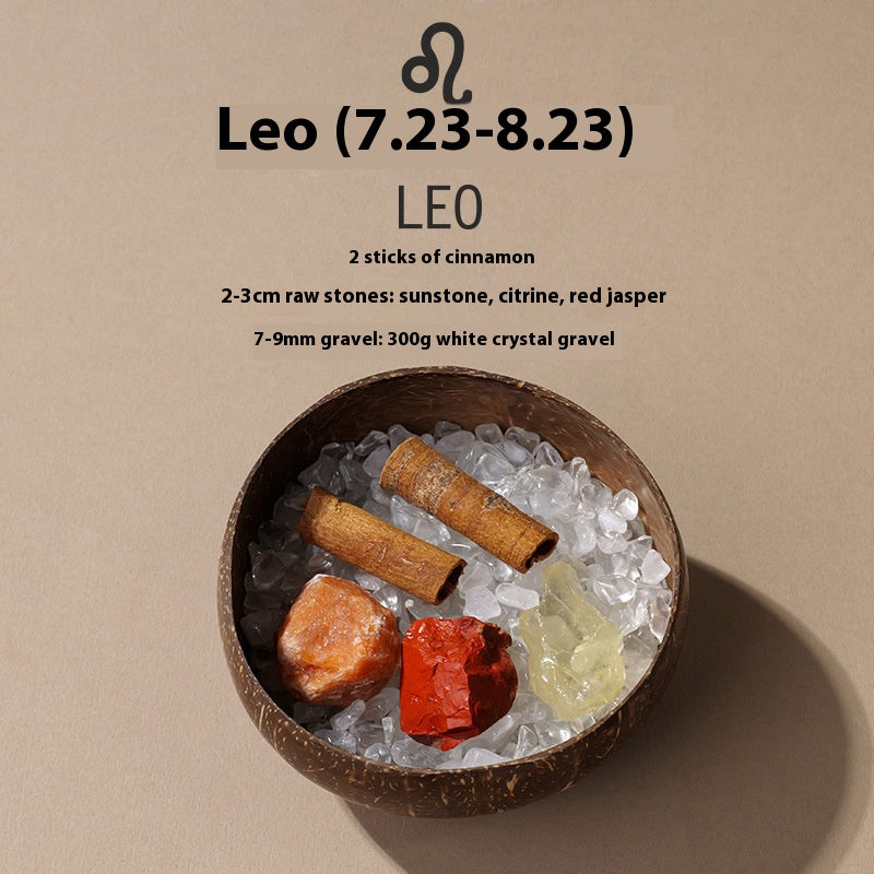 Natural crystal 12 constellations coconut demagnetizing bowl, diffuser stone raw stone Feng Shui ornaments